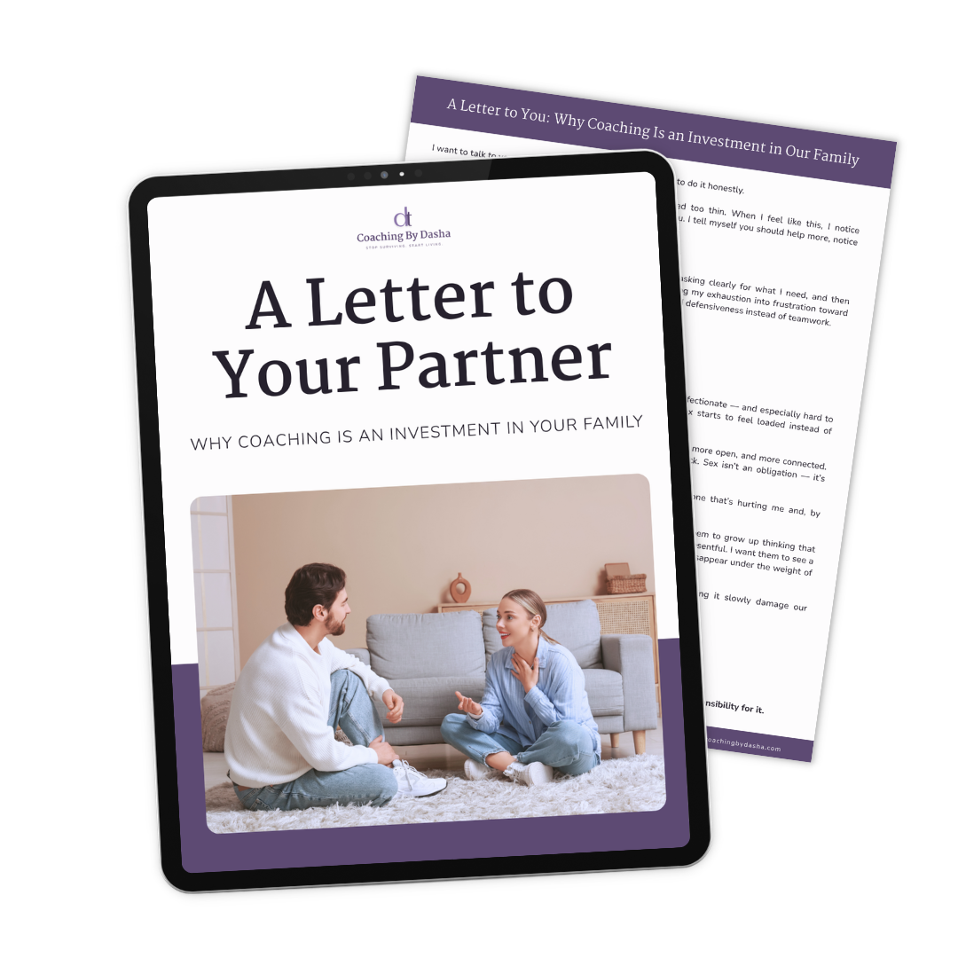 A Letter to Your Partner, a free download shown on a tablet with a sample page