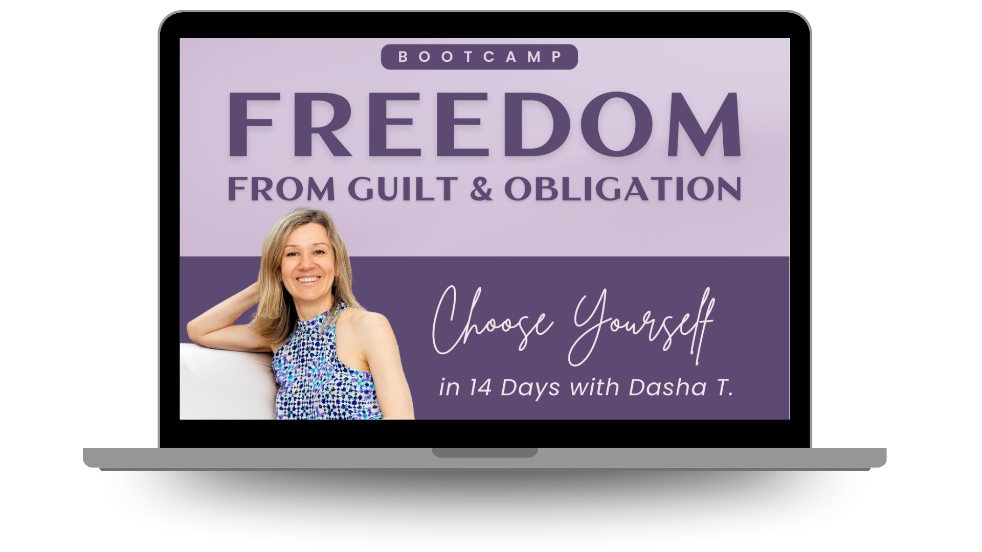 Laptop mockup of the Freedom from Guilt and Obligation Bootcamp